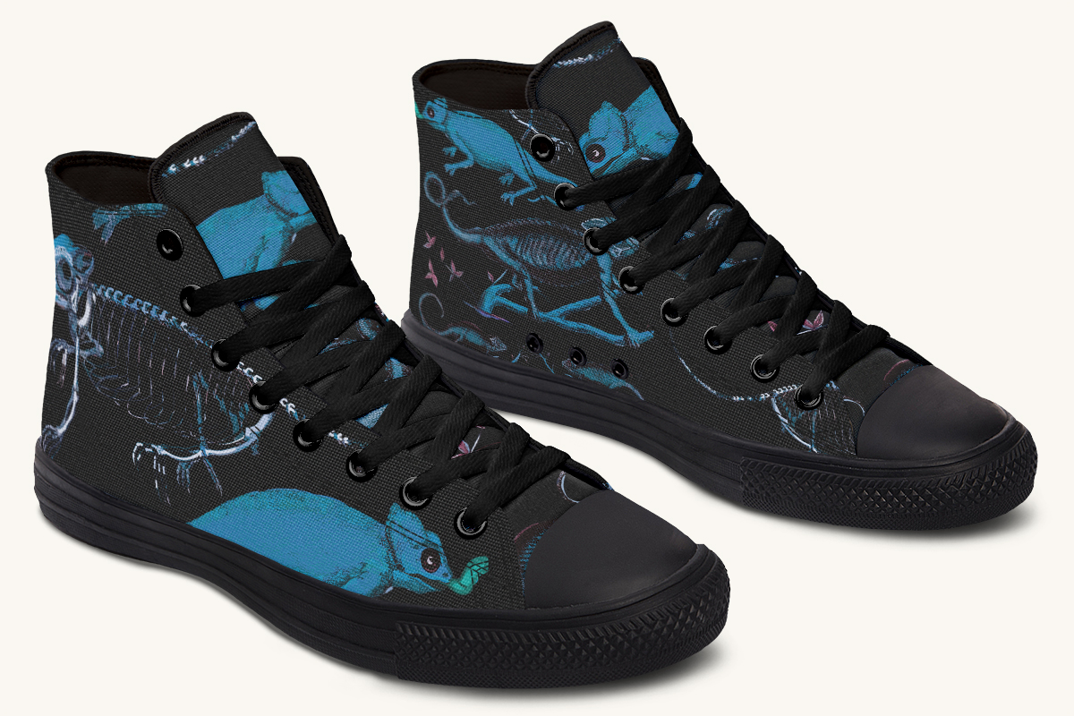 Reptilianin Bloom Black Blue Hightops - Jaded Lament