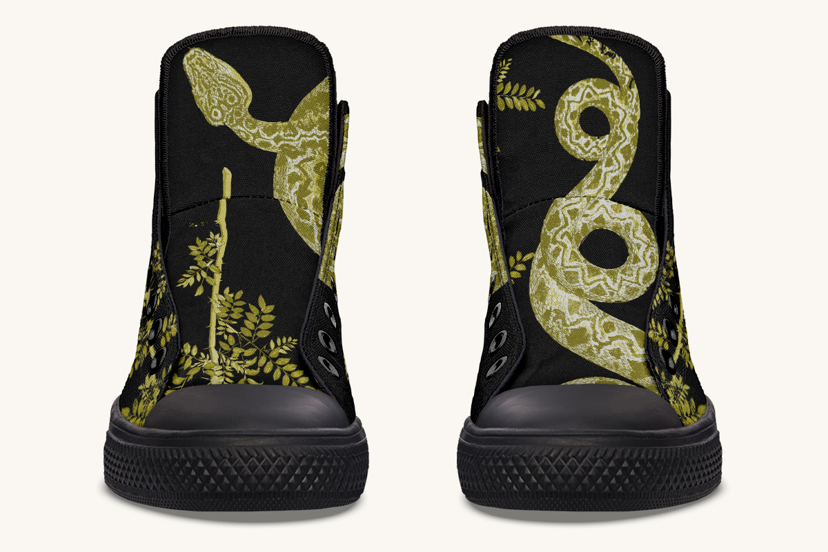 Serpentin Bloom Black Yellow Green Hightops - Jaded Lament