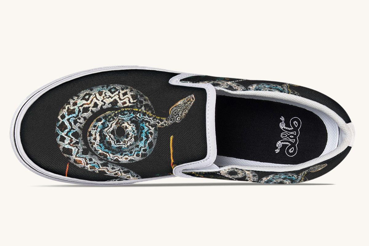 Serpentin Bloom Black Slip On Shoes - Jaded Lament