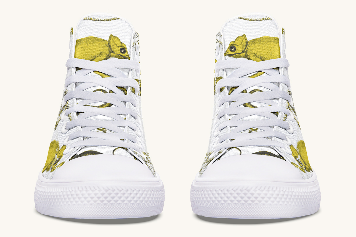 Reptilian in Bloom White Yellow Hightops - Jaded Lament