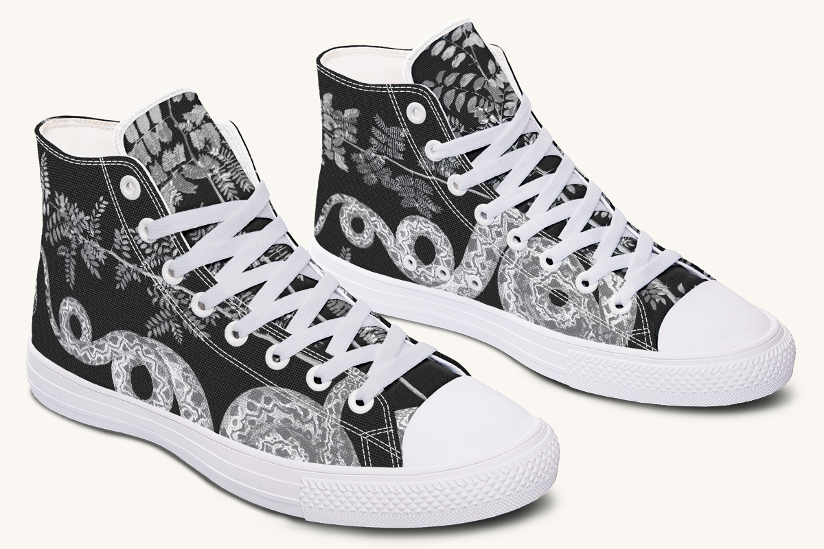 Serpentin Bloom Black And White Hightops - Jaded Lament