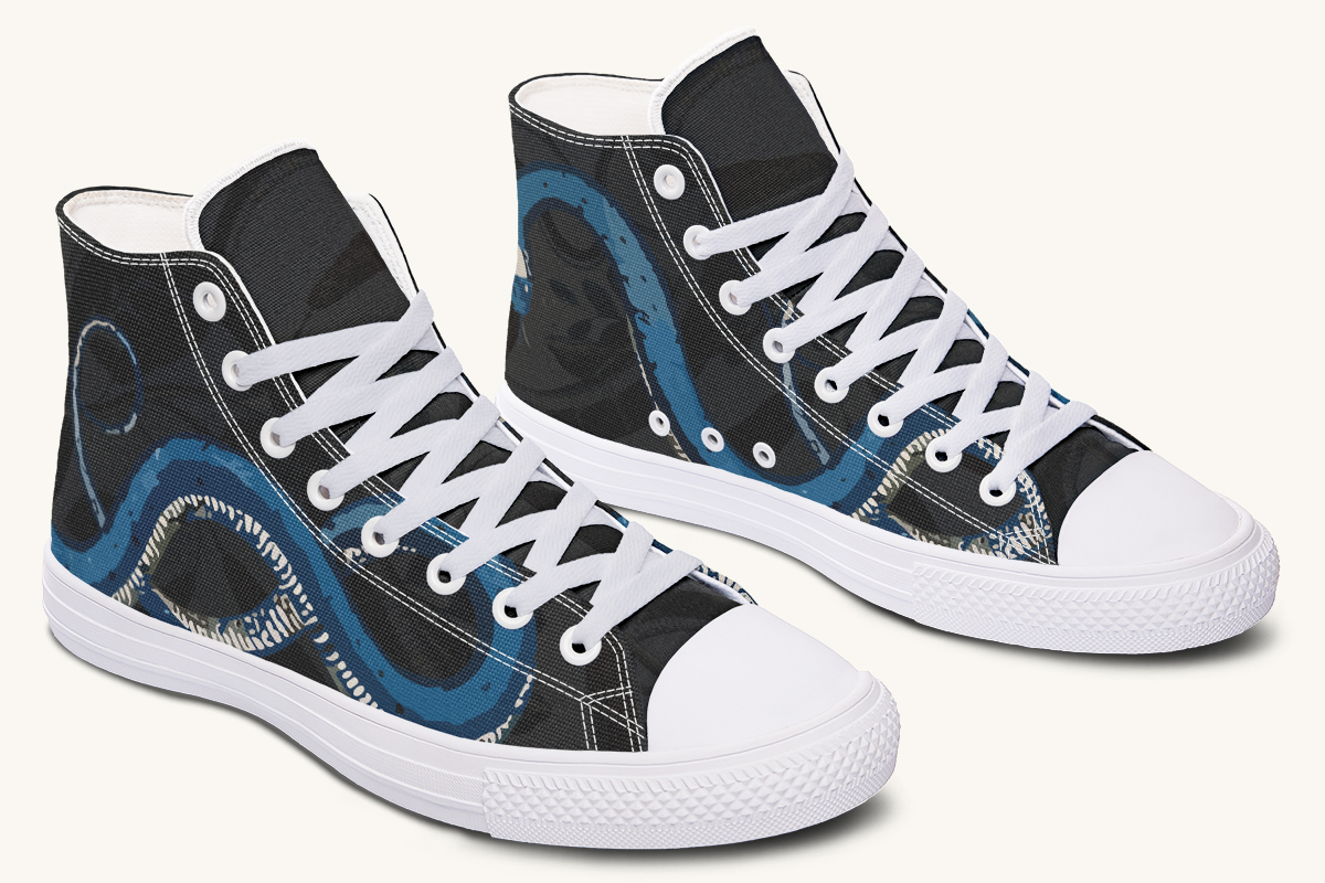 Blue Snake Black Hightops - Jaded Lament