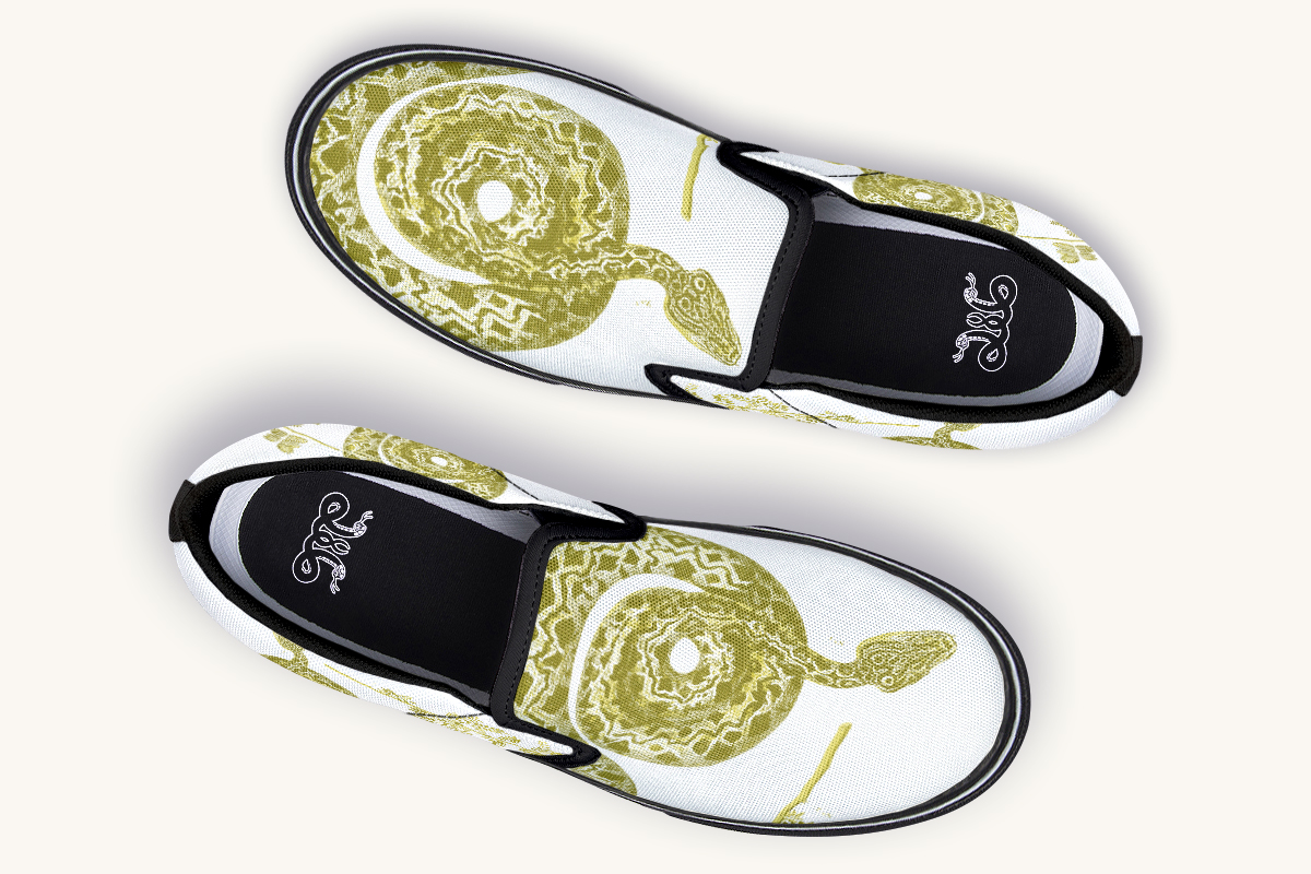 Serpentin Bloom Gold White Slip On Shoes - Jaded Lament