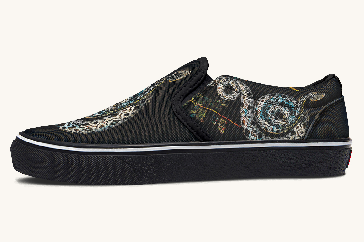 Serpentin Bloom Black Slip On Shoes - Jaded Lament