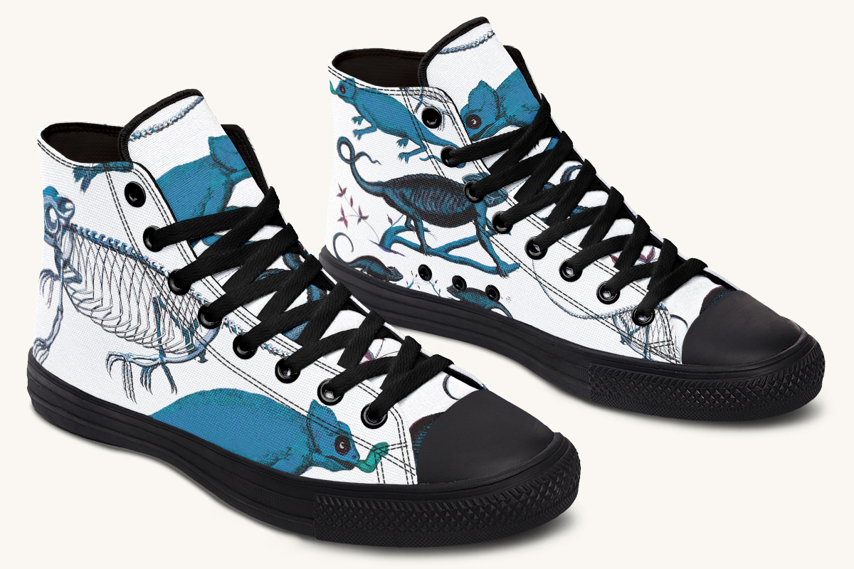 Reptilianin Bloom White Blue Hightops - Jaded Lament