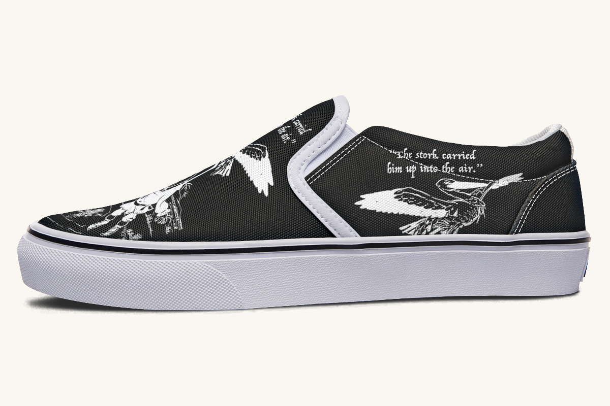 Wizard of Oz Stork And Scarecrow Slip On Shoes - Jaded Lament
