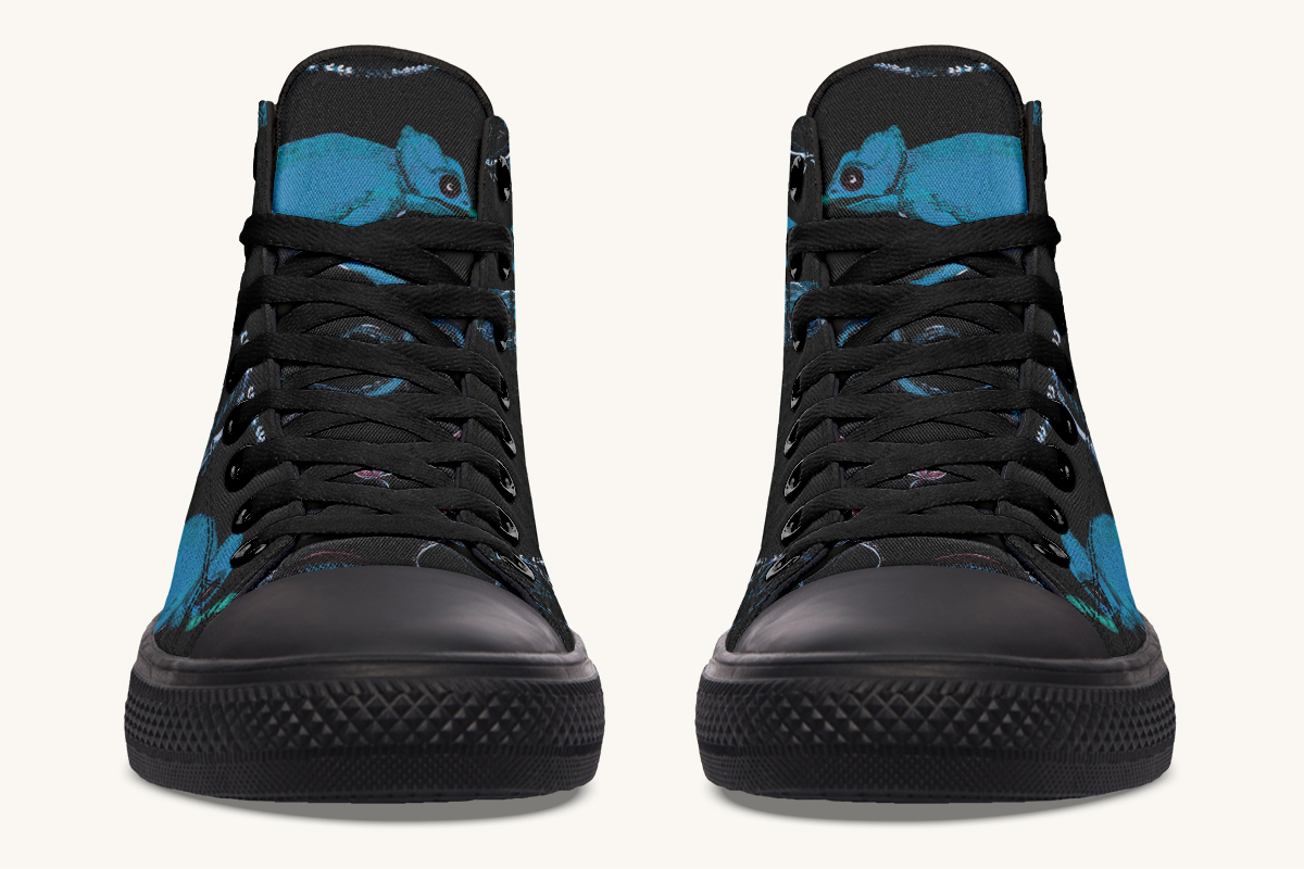 Reptilianin Bloom Black Blue Hightops - Jaded Lament