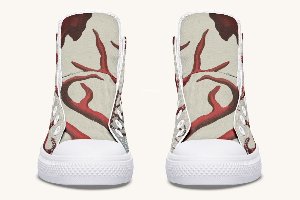 A Bloodroot Coral Sea Hightops - Jaded Lament