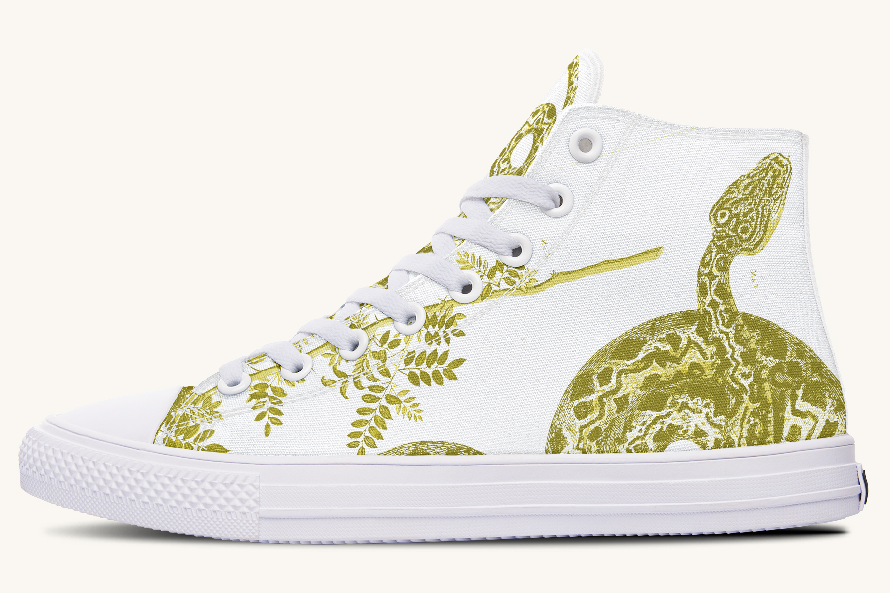 Serpentin Bloom White Yellow Green Hightops - Jaded Lament