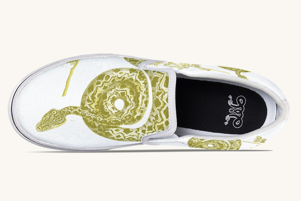 Serpentin Bloom Gold White Slip On Shoes - Jaded Lament