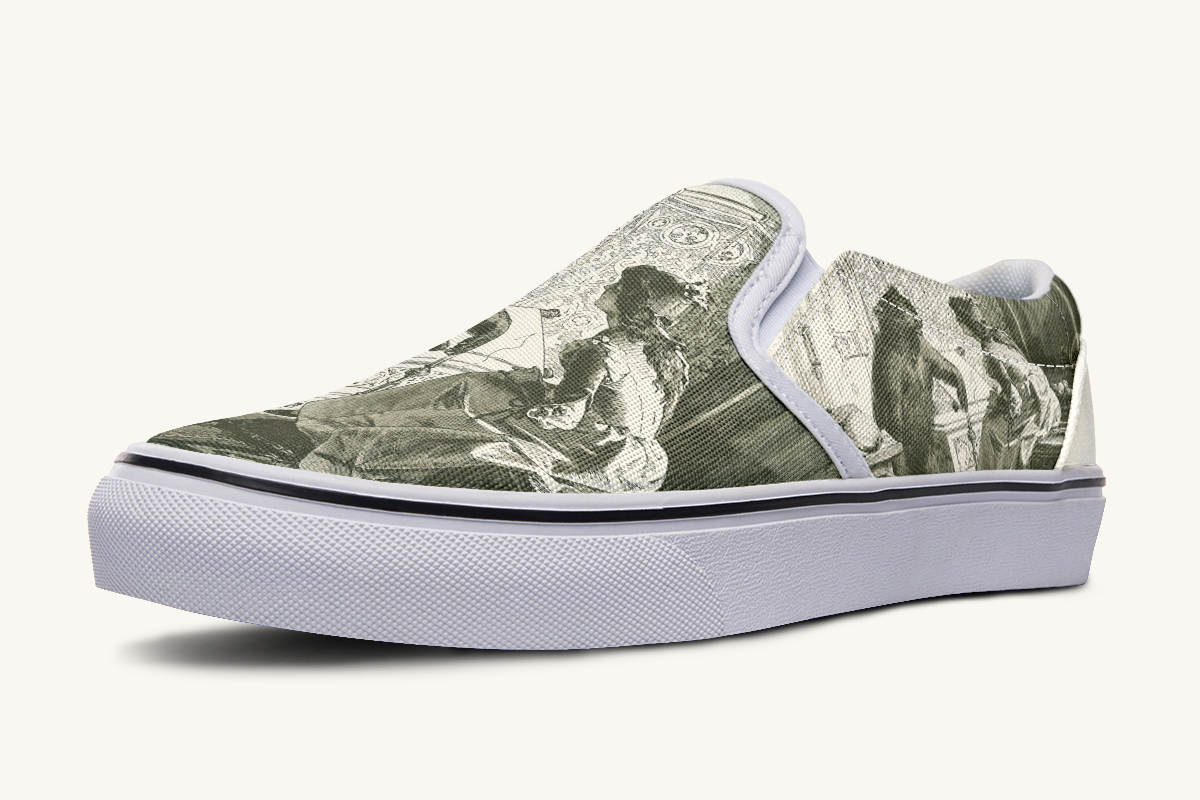 The Bear Shall Be Thy Choice Cream Slip On Shoes - Jaded Lament