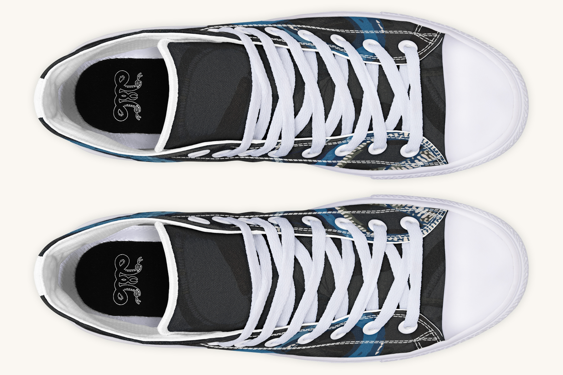 Blue Snake Black Hightops - Jaded Lament