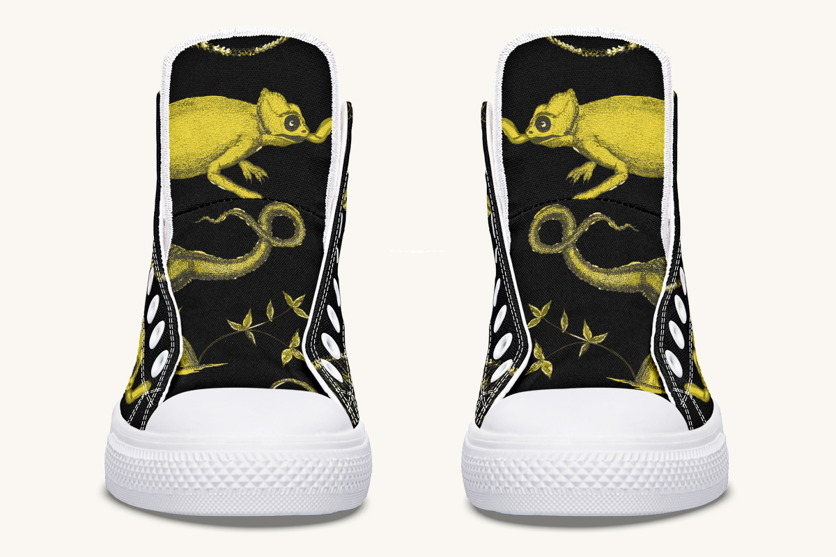 Reptilian in Bloom Black Yellow Hightops - Jaded Lament