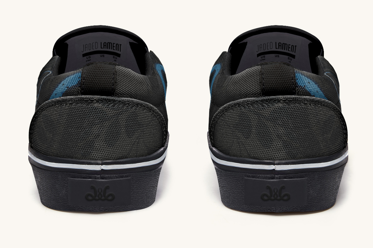Blue Snake Black Slip On Shoes - Jaded Lament