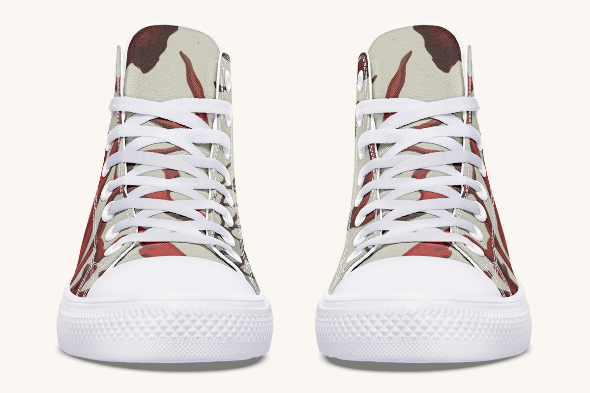 A Bloodroot Coral Sea Hightops - Jaded Lament