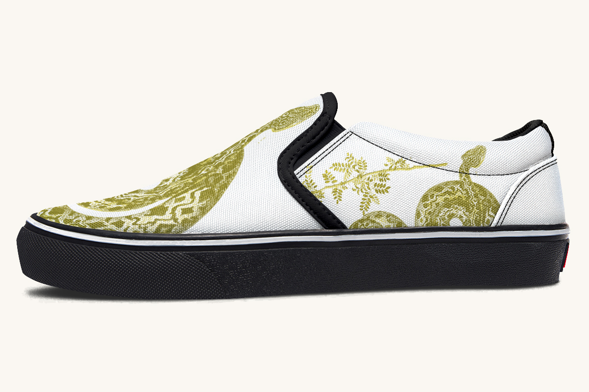 Serpentin Bloom Gold White Slip On Shoes - Jaded Lament