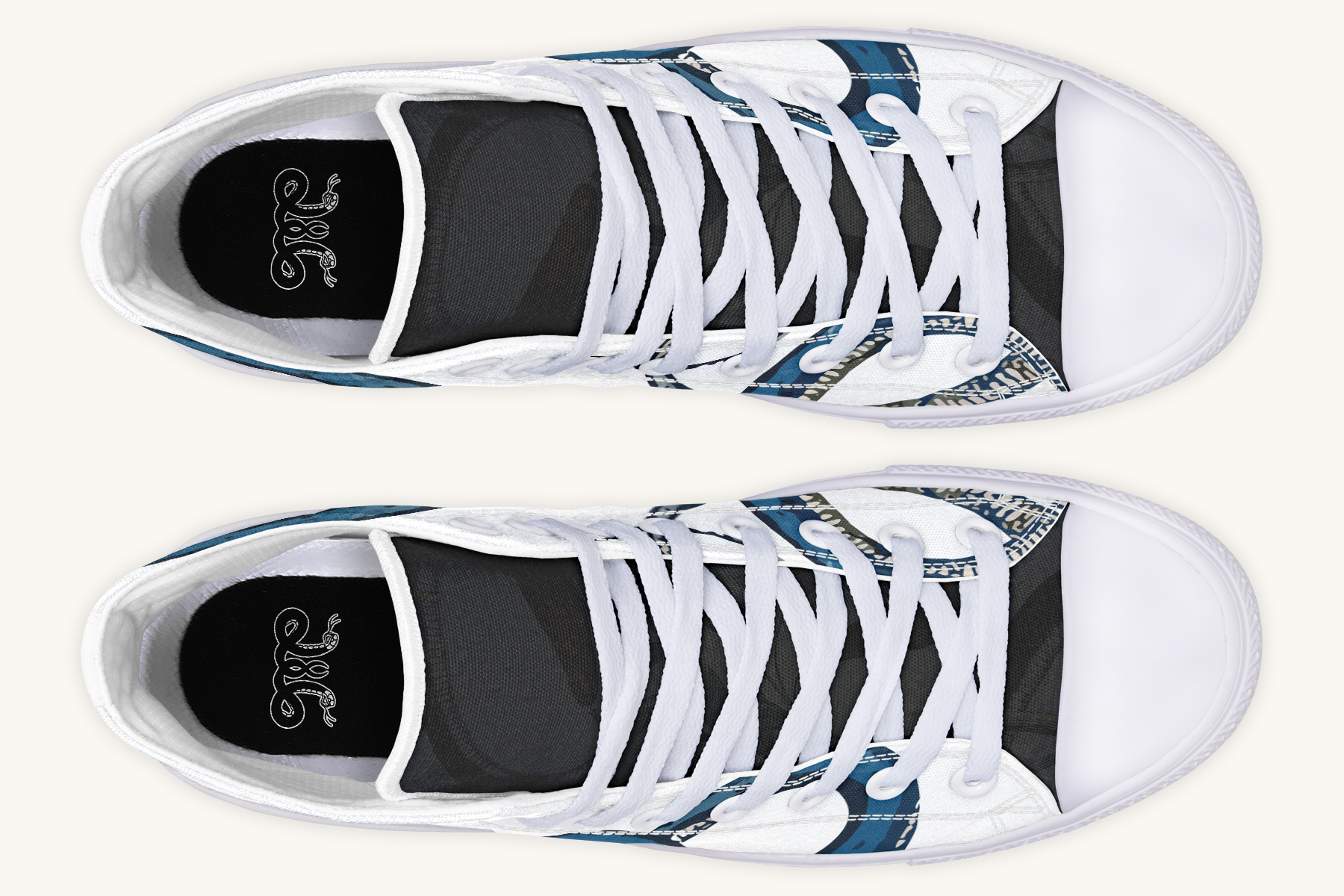 Blue Snake White Hightops - Jaded Lament