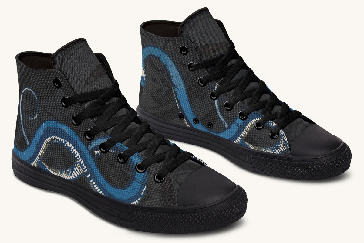 Blue Snake Black Hightops - Jaded Lament
