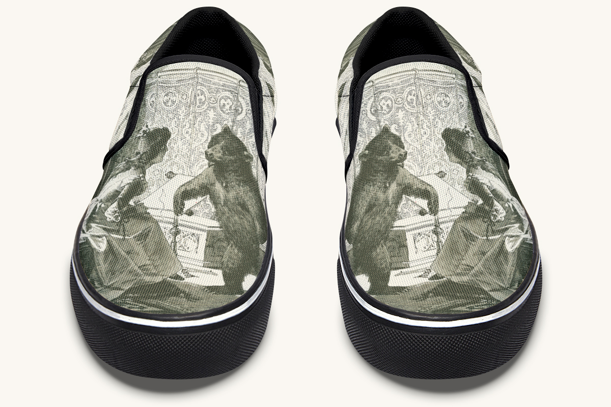 The Bear Shall Be Thy Choice (Cream) Slip On Shoes