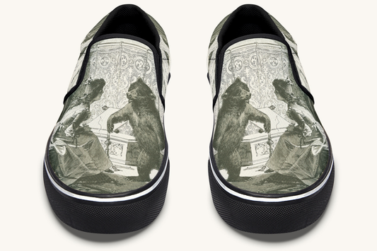The Bear Shall Be Thy Choice Cream Slip On Shoes - Jaded Lament