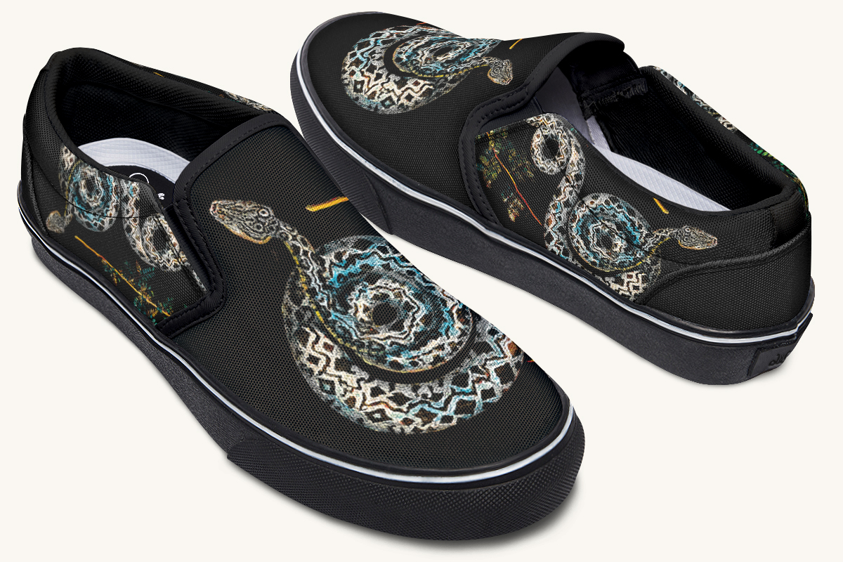 Serpentin Bloom Black Slip On Shoes - Jaded Lament