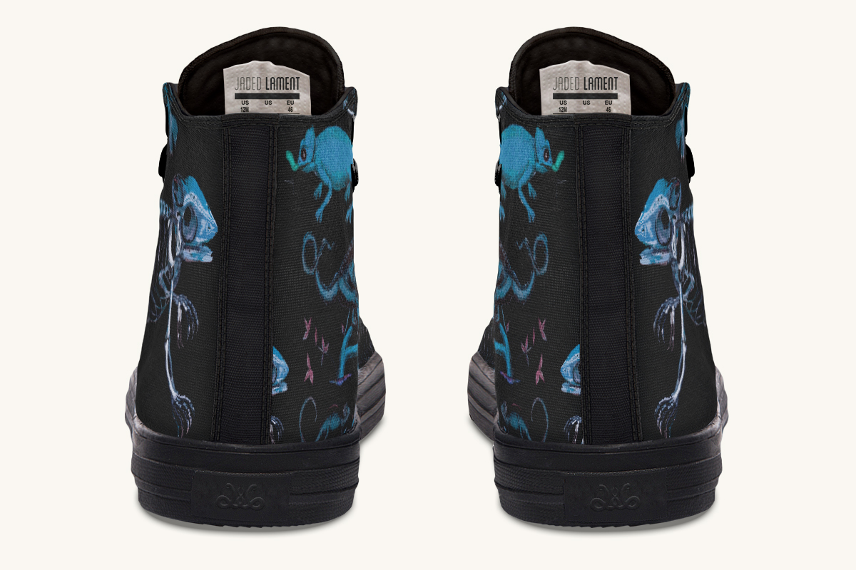 Reptilianin Bloom Black Blue Hightops - Jaded Lament