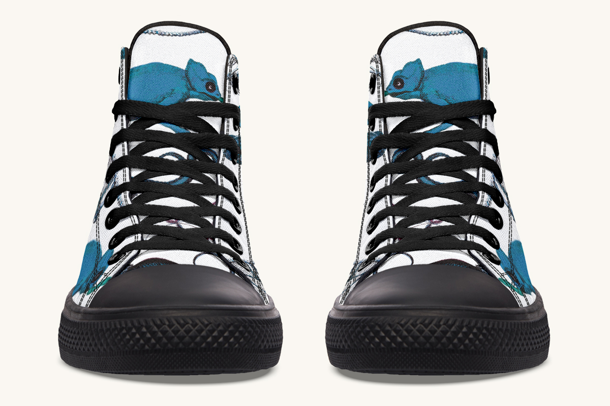 Reptilianin Bloom White Blue Hightops - Jaded Lament