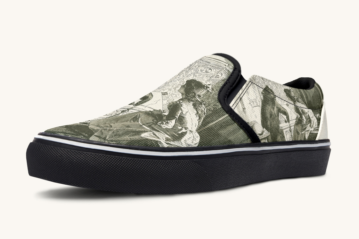 The Bear Shall Be Thy Choice Cream Slip On Shoes - Jaded Lament