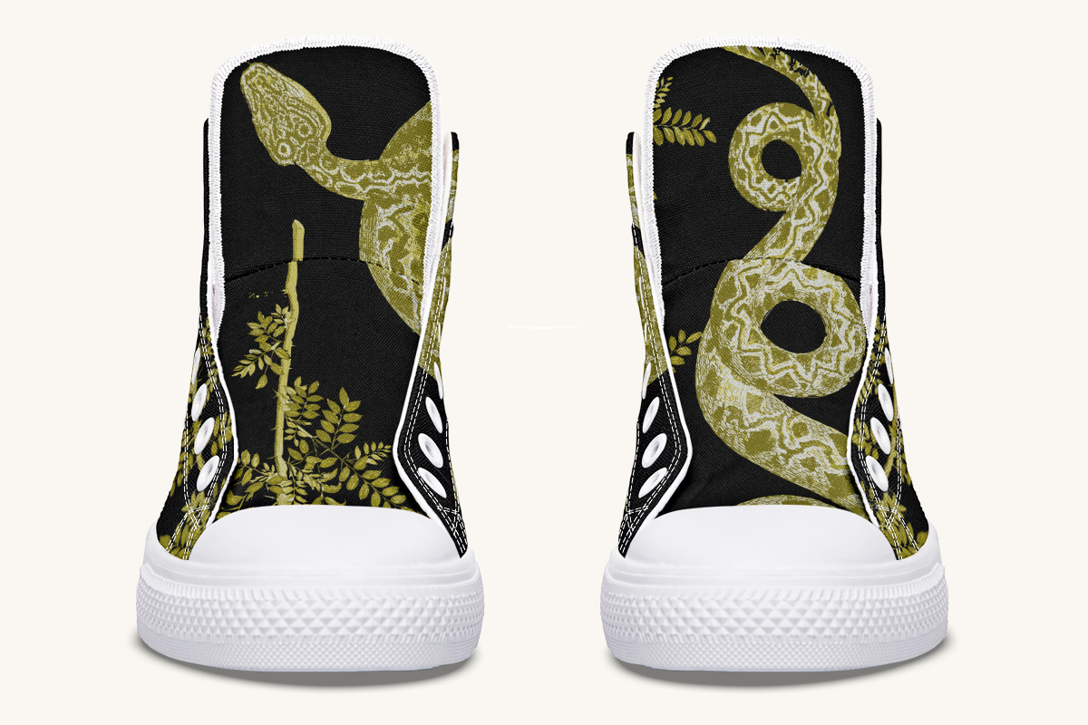 Serpentin Bloom Black Yellow Green Hightops - Jaded Lament