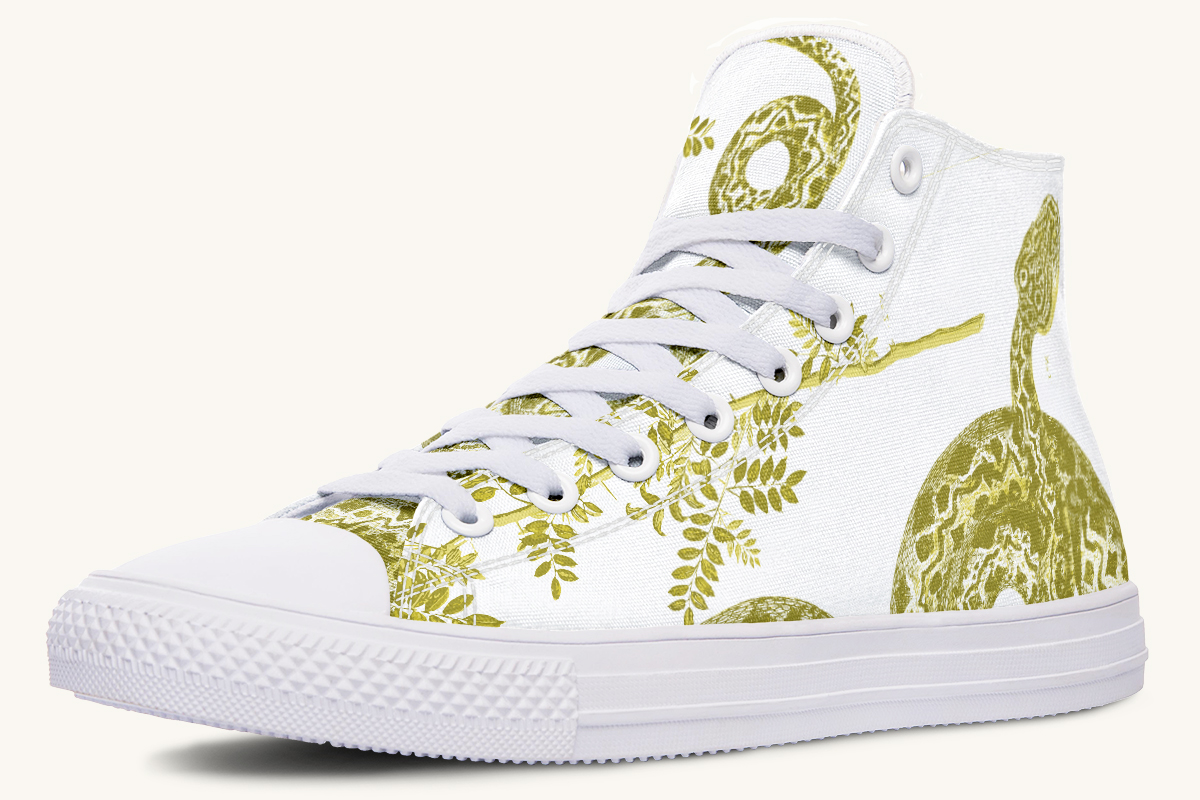 Serpentin Bloom White Yellow Green Hightops - Jaded Lament