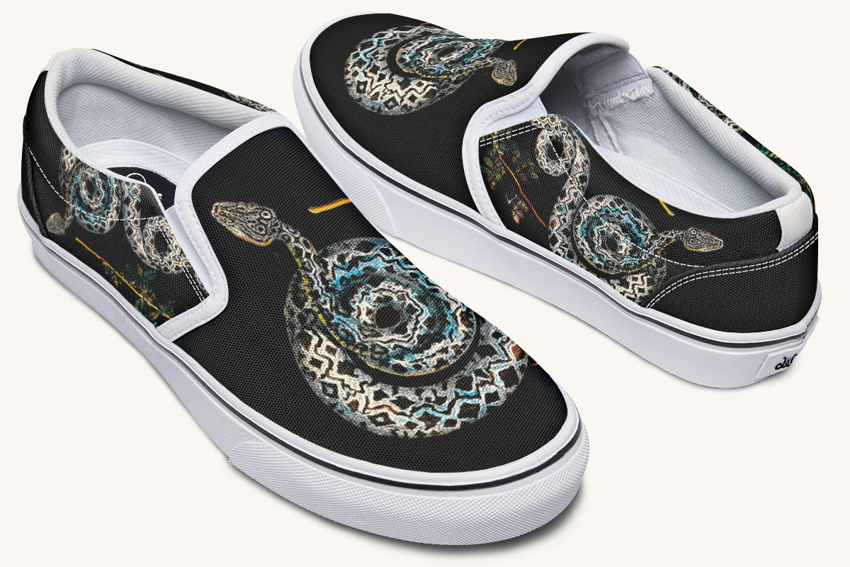 Serpentin Bloom Black Slip On Shoes - Jaded Lament