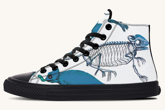 Reptilianin Bloom White Blue Hightops - Jaded Lament