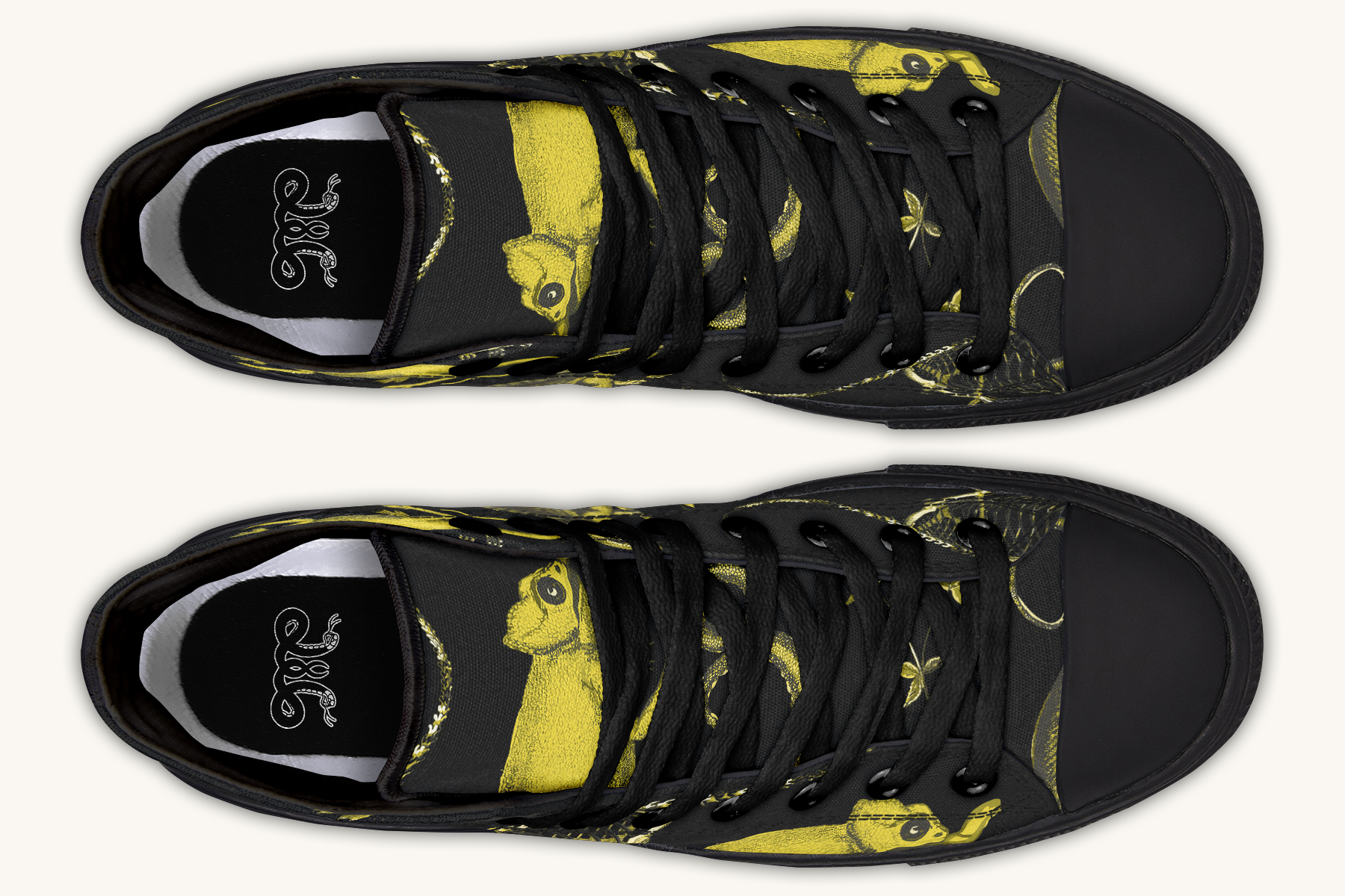 Reptilian in Bloom Black Yellow Hightops - Jaded Lament
