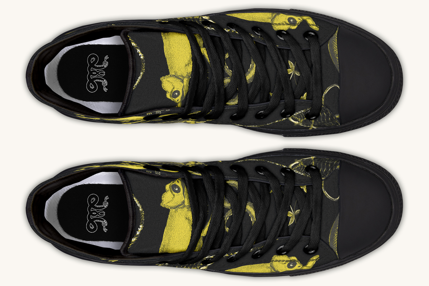 Reptilian in Bloom Black Yellow Hightops - Jaded Lament