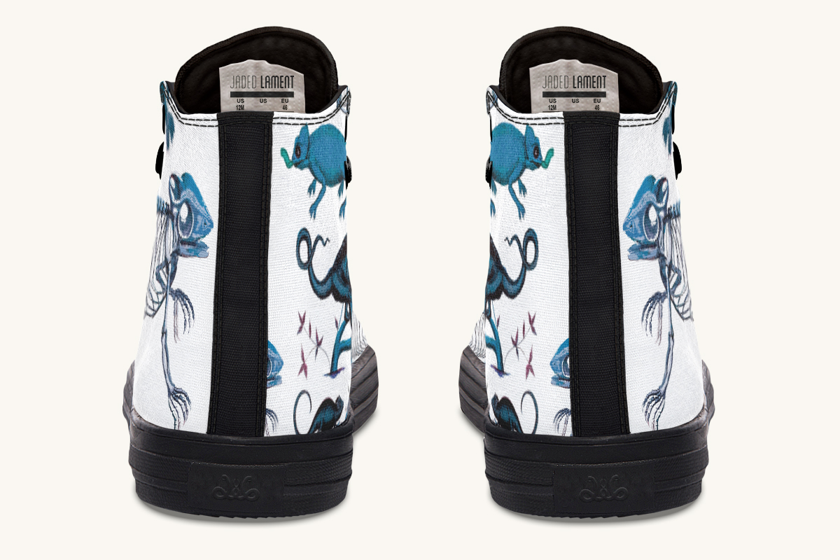 Reptilianin Bloom White Blue Hightops - Jaded Lament