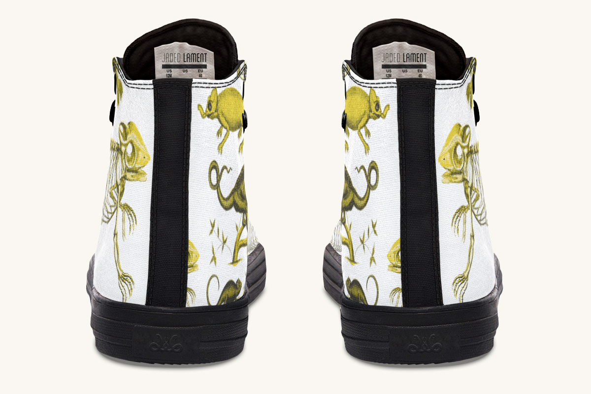 Reptilian in Bloom White Yellow Hightops - Jaded Lament