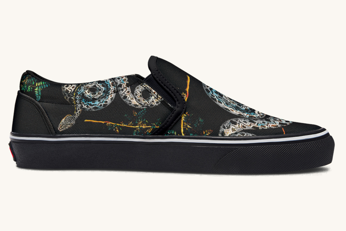 Serpentin Bloom Black Slip On Shoes - Jaded Lament