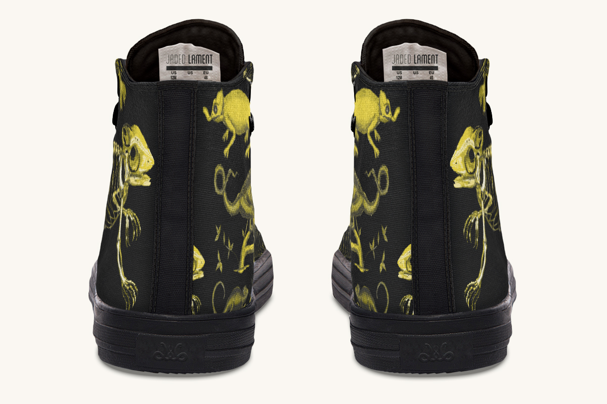 Reptilian in Bloom Black Yellow Hightops - Jaded Lament