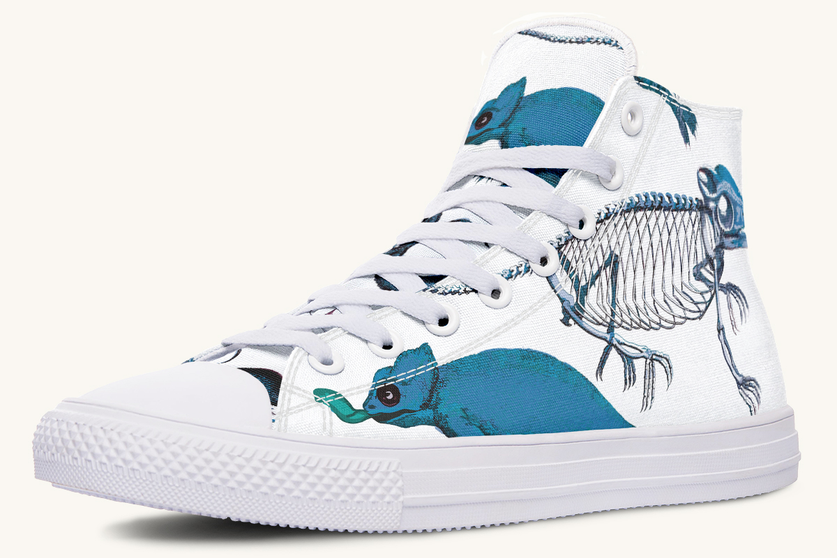 Reptilianin Bloom White Blue Hightops - Jaded Lament