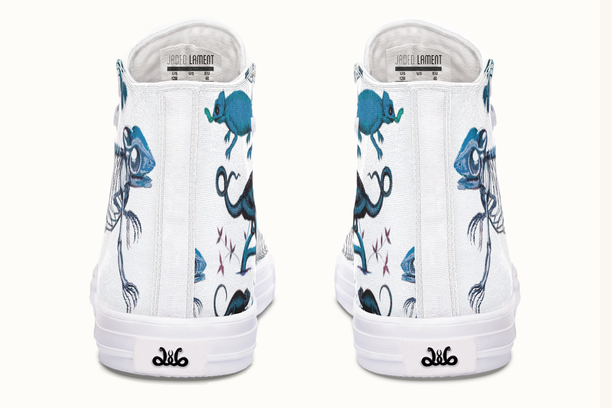 Reptilianin Bloom White Blue Hightops - Jaded Lament