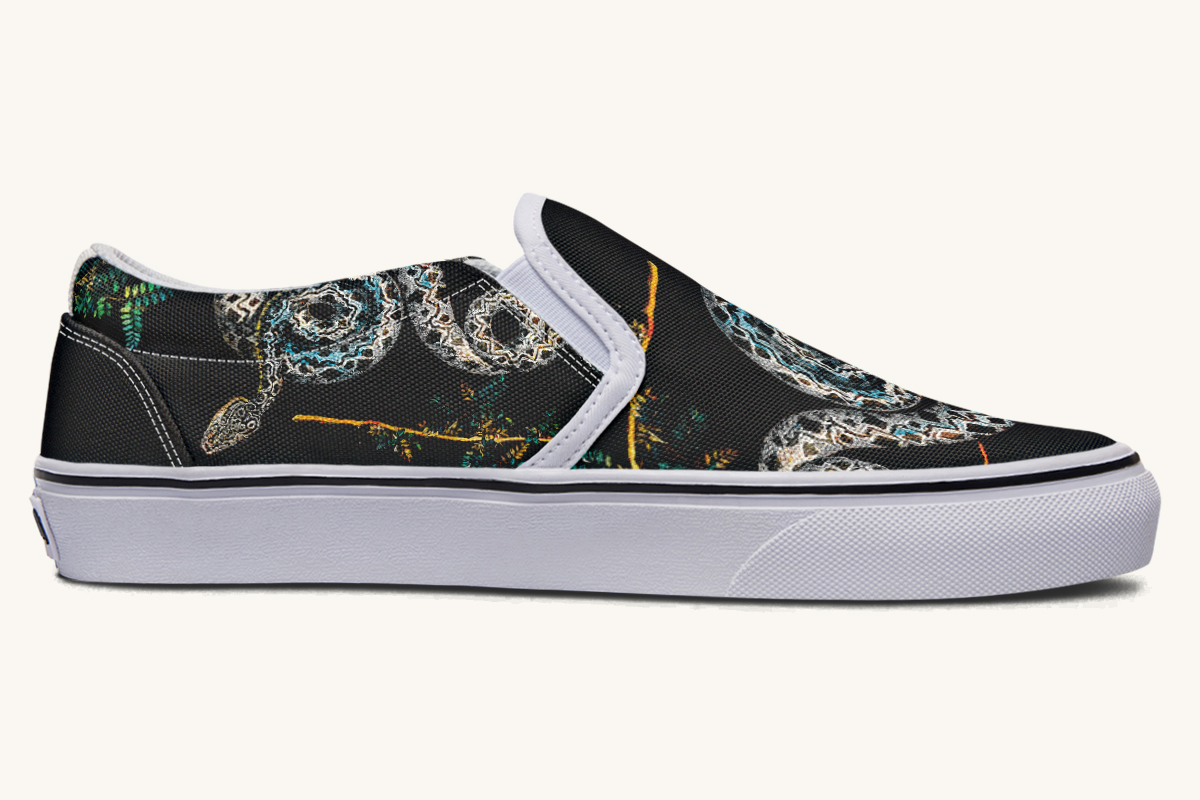 Serpentin Bloom Black Slip On Shoes - Jaded Lament