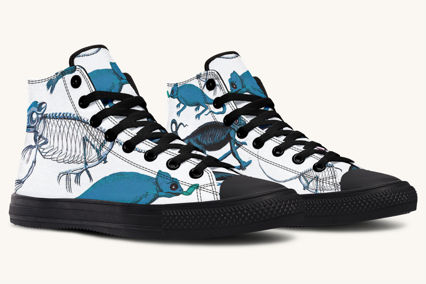 Reptilianin Bloom White Blue Hightops - Jaded Lament