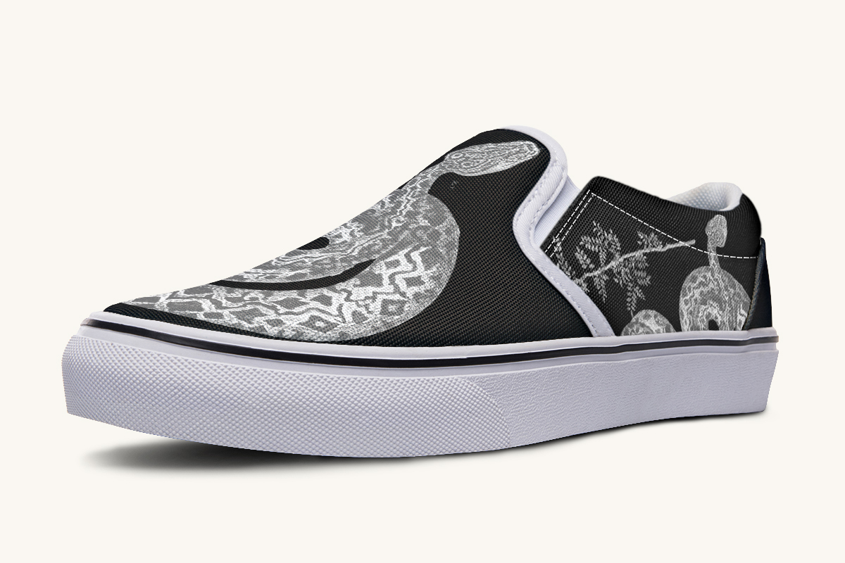 Serpentin Bloom Grey Slip On Shoes - Jaded Lament