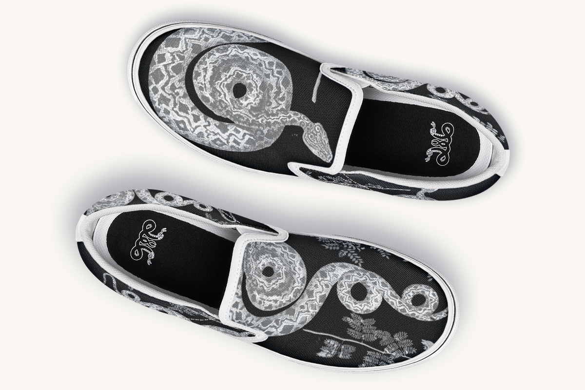 Serpentin Bloom Grey Slip On Shoes - Jaded Lament