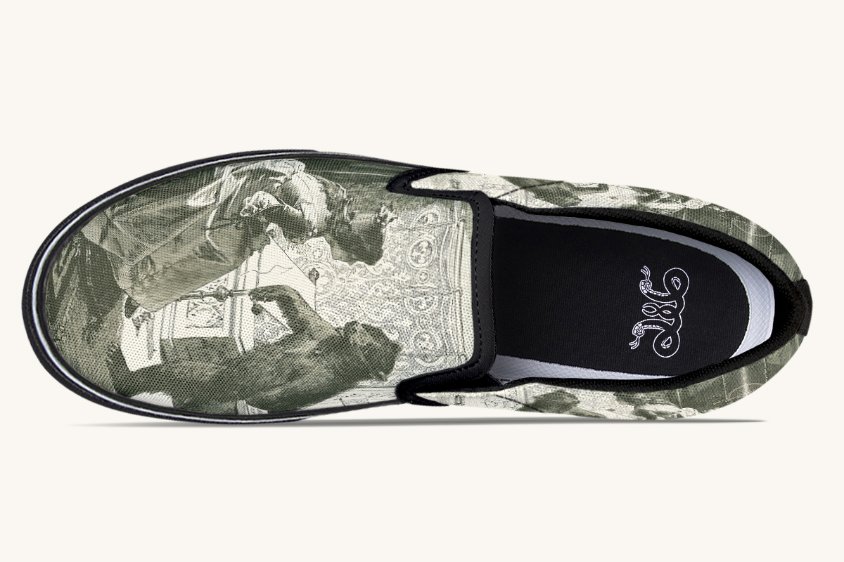 The Bear Shall Be Thy Choice Cream Slip On Shoes - Jaded Lament
