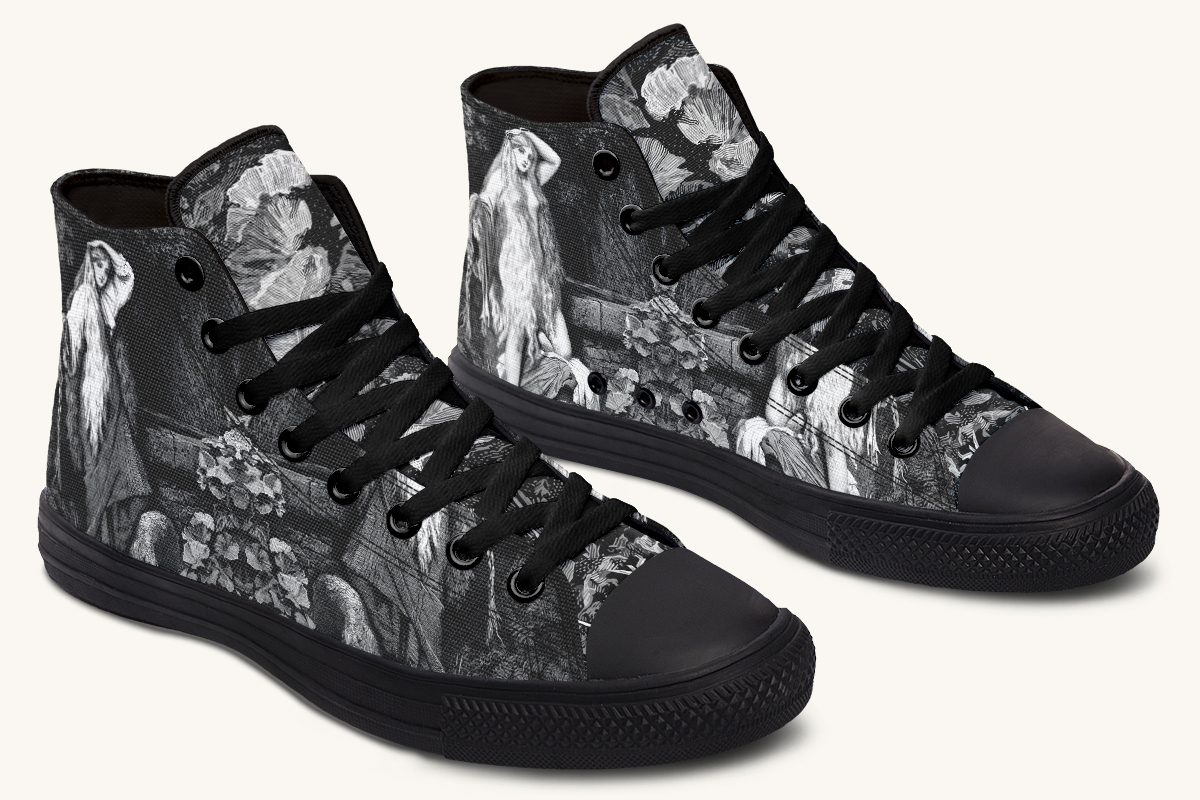 She Watched the Bones Sink Black Hightops - Jaded Lament