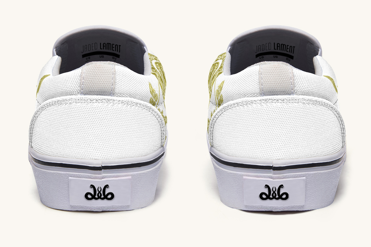 Serpentin Bloom Gold White Slip On Shoes - Jaded Lament