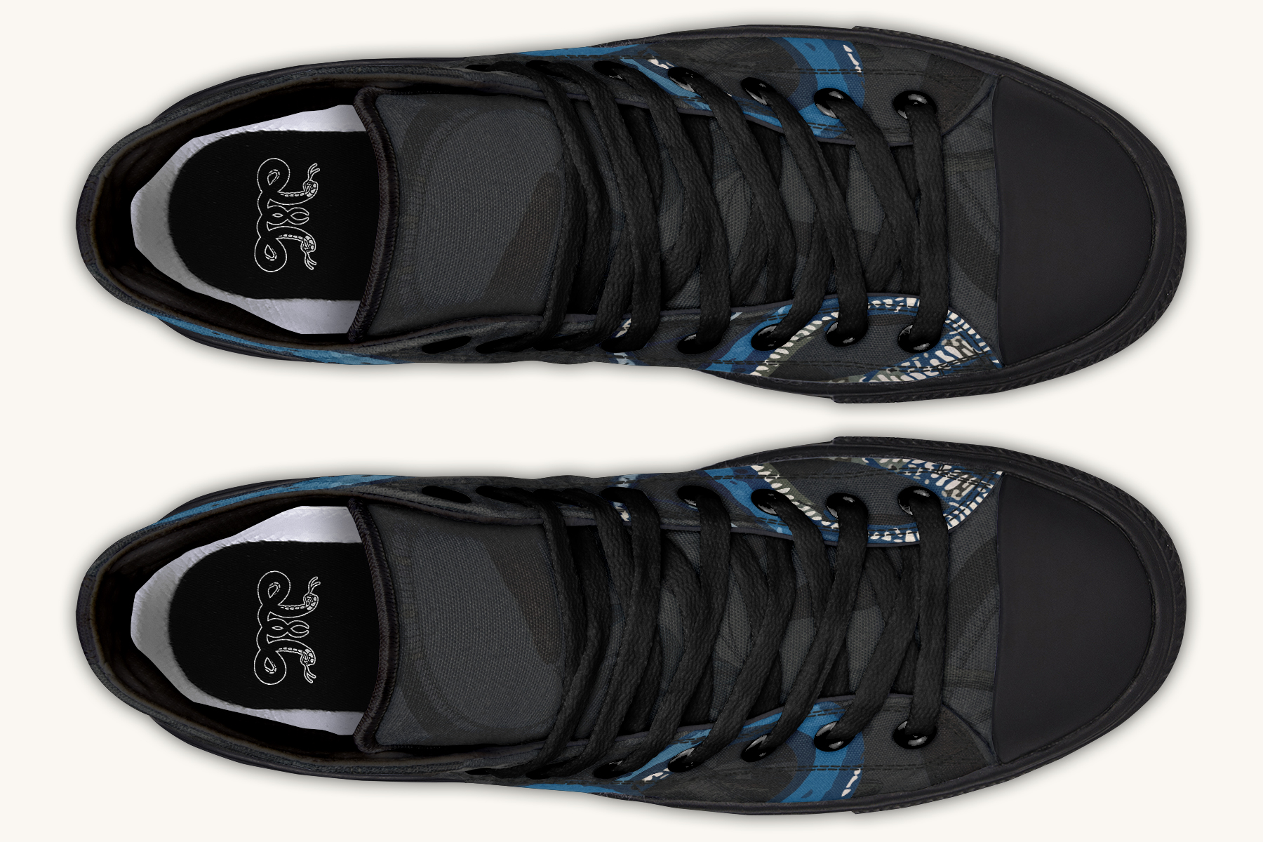 Blue Snake Black Hightops - Jaded Lament