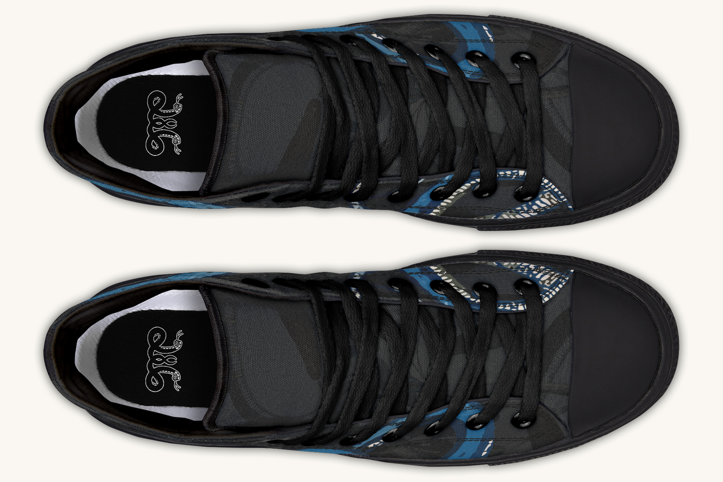 Blue Snake Black Hightops - Jaded Lament