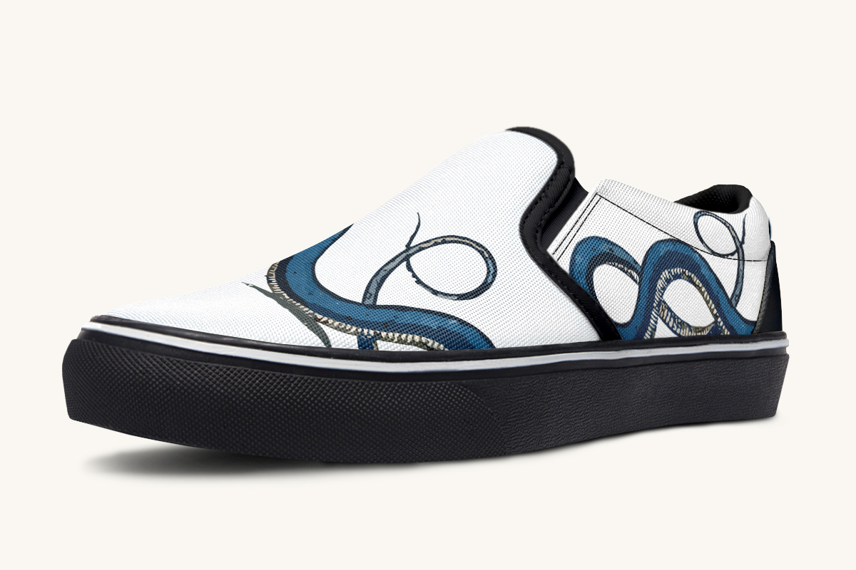 Blue Snake White Slip On Shoes - Jaded Lament
